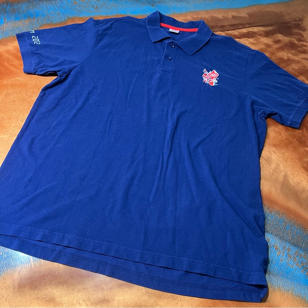 Olympics London 2012 Blue embroidered polo shirt XXL organic cotton